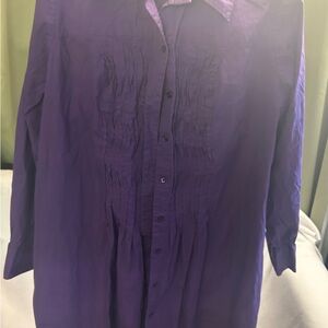 Lane Bryant Deep Purple Button-Down Shirt